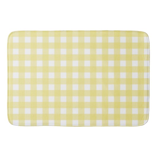 Bleek gele en witte gingham badmat (Voorkant)