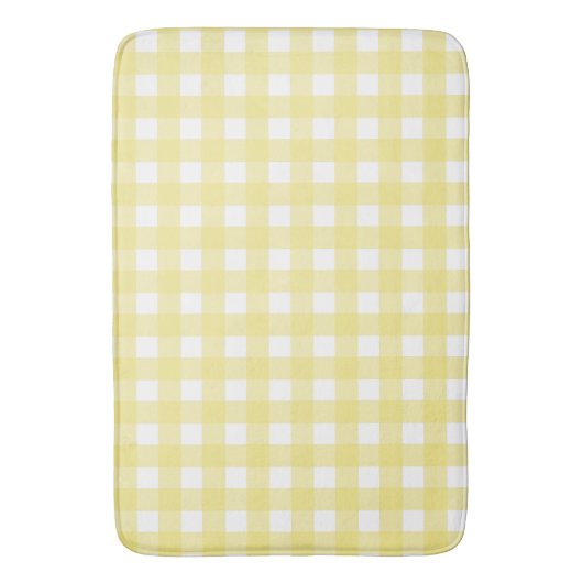 Bleek gele en witte gingham badmat (Voorkant Verticaal)
