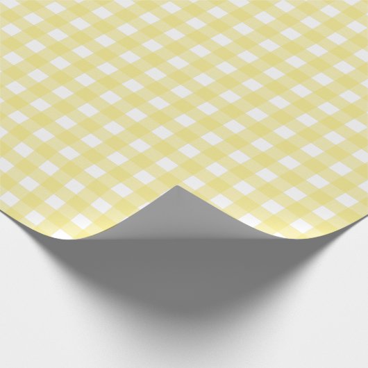 Bleek gele en witte gingham cadeaupapier (Hoek)