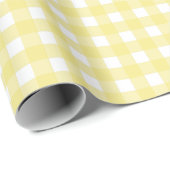 Bleek gele en witte gingham cadeaupapier (Rol Hoek)