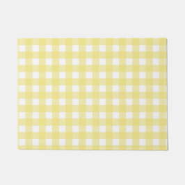 Bleek gele en witte gingham deurmat