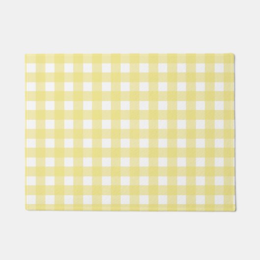 Bleek gele en witte gingham deurmat (Voorkant)