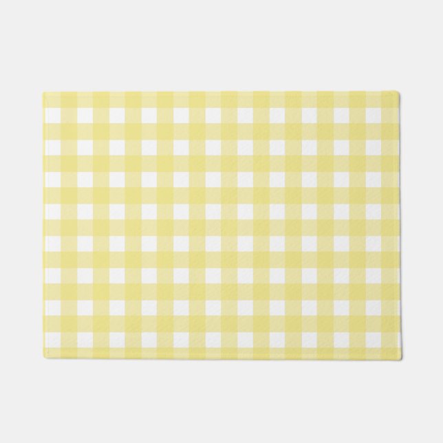 Bleek gele en witte gingham deurmat (Voorkant)