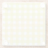 Bleek gele en witte gingham glazen onderzetter (Achterkant)