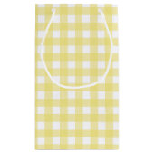 Bleek gele en witte gingham klein cadeauzakje (Achterkant)