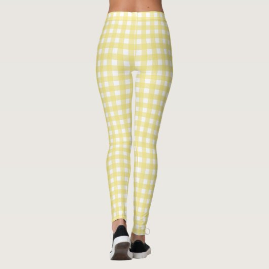 Bleek gele en witte gingham leggings (Achterkant)