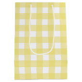 Bleek gele en witte gingham medium cadeauzakje (Achterkant)