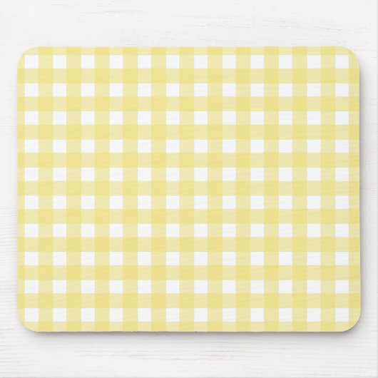 Bleek gele en witte gingham muismat (Voorkant)