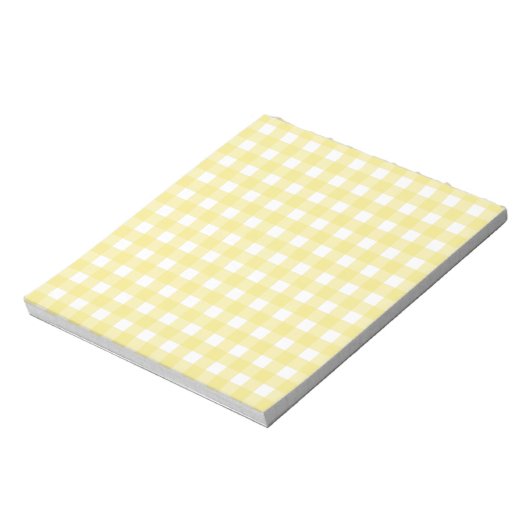 Bleek gele en witte gingham notitieblok (Linkerzijde)
