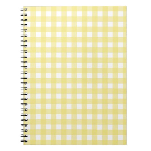 Bleek gele en witte gingham notitieboek (Voorkant)