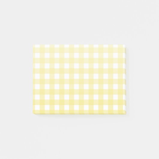 Bleek gele en witte gingham post-it® notes (Voorkant)