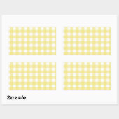 Bleek gele en witte gingham rechthoekige sticker (Vel)