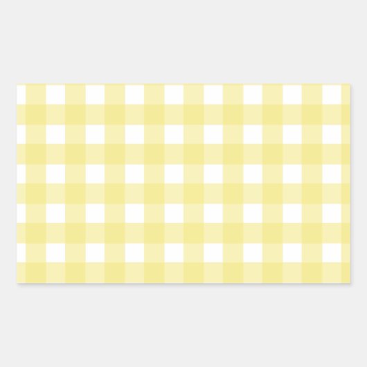 Bleek gele en witte gingham rechthoekige sticker (Voorkant)