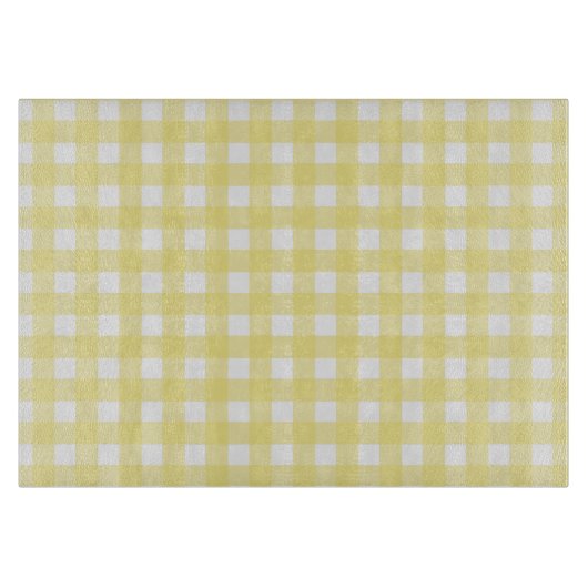Bleek gele en witte gingham snijplank (Voorkant)