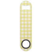 Bleek gele en witte gingham speed flessenopener (Achterkant)