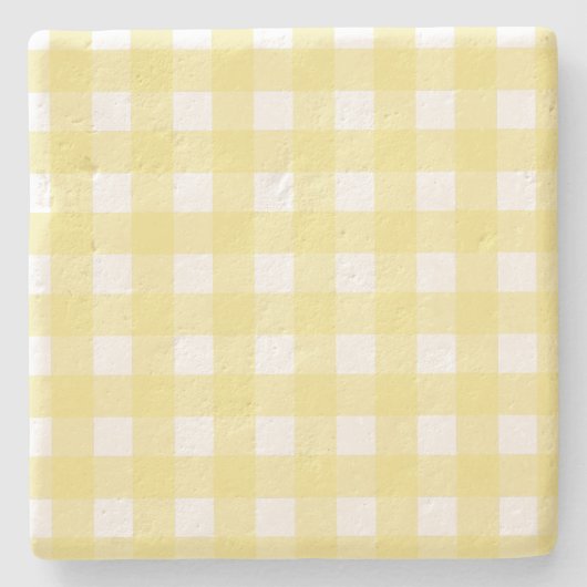 Bleek gele en witte gingham stenen onderzetter (Voorkant)