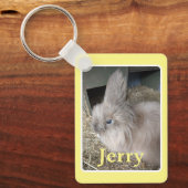 Bleek-gele-huiskonijnennaam en foto sleutelhanger (Voorkant)