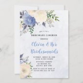 Bleek gele mosterd Blauwe Pony Bridesmaids Luncheo Kaart (Voorkant)