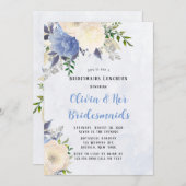 Bleek gele mosterd Blauwe Pony Bridesmaids Luncheo Kaart (Voorkant / Achterkant)