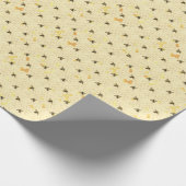 Bleek gele rendy, honingbijen, honingbonensoort cadeaupapier (Hoek)