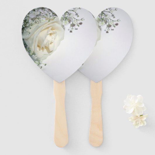 Bleek gele rozenhoek Heart-Shaped Hand Fan Handwaaier (Voorkant en achterkant)