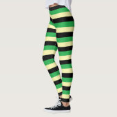 Bleek gele, zwarte en groene strepen leggings (Links)