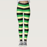 Bleek gele, zwarte en groene strepen leggings<br><div class="desc">Abstracte digitale kunst van bleke gele, zwarte en groene strepen.</div>