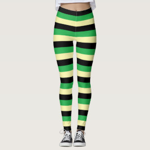 Bleek gele, zwarte en groene strepen leggings
