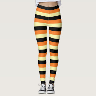 Bleek gele, zwarte en Oranje strepen Leggings