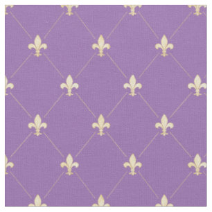 Bleek Gold Fleur-de-Lis (kleinschalig) Paarse Stof