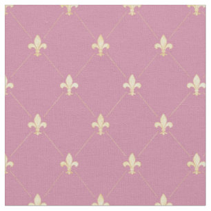 Bleek Gold Fleur-de-Lis (kleinschalig) Roze Stof