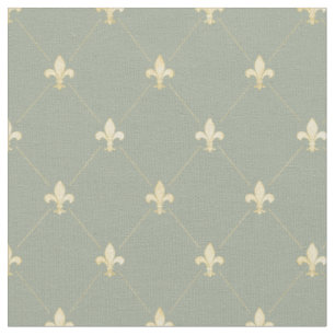 Bleek Gold Fleur-de-Lis (kleinschalig) Sage Green Stof