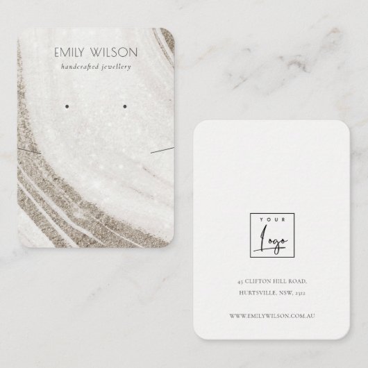 Bleek Gold Marble Agate Ketting Veroorbaar beeldsc Visitekaartje (Voorkant / Achterkant)