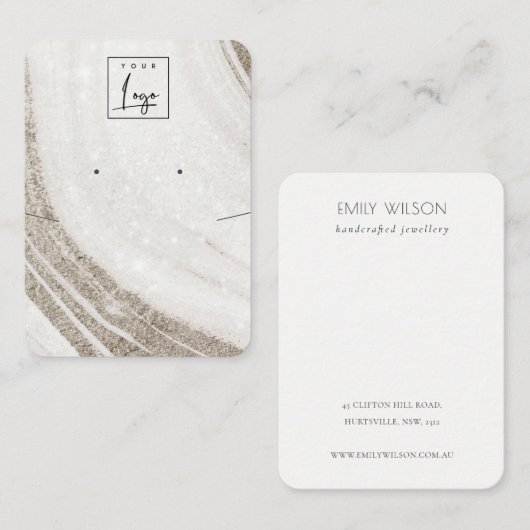Bleek Gold Marble Agate Ketting Veroorbaar beeldsc Visitekaartje (Voorkant / Achterkant)