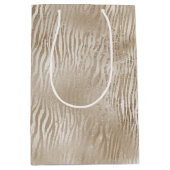 Bleek Gouden Glam Glitzy Zebra Print Stripes Medium Cadeauzakje (Voorkant)