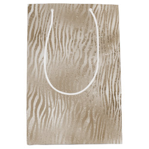 Bleek Gouden Glam Glitzy Zebra Print Stripes Medium Cadeauzakje