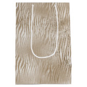 Bleek Gouden Glam Glitzy Zebra Print Stripes Medium Cadeauzakje (Achterkant)