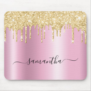 Bleek Gouden Glitterdruppels Roze Schittering Muismat