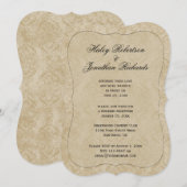 Bleek Gouden Tan Damast Ontvangst Kaart Alleen (Voorkant / Achterkant)