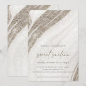 Bleek goudmarmer Agate Sweet 16 zaterdag Uitnodigi Bedankkaart (Voorkant / Achterkant)