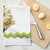 Bleek Green Daisy Theedoek (Quarter Fold)