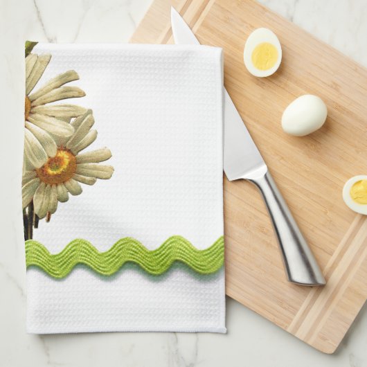 Bleek Green Daisy Theedoek (Quarter Fold)