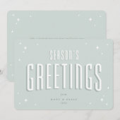 Bleek Green Season's Greetings Retro Stars Flat Feestdagenkaart (Voorkant / Achterkant)
