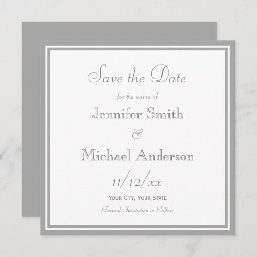 Bleek Grey Save the Date Wedding (Voorkant / Achterkant)
