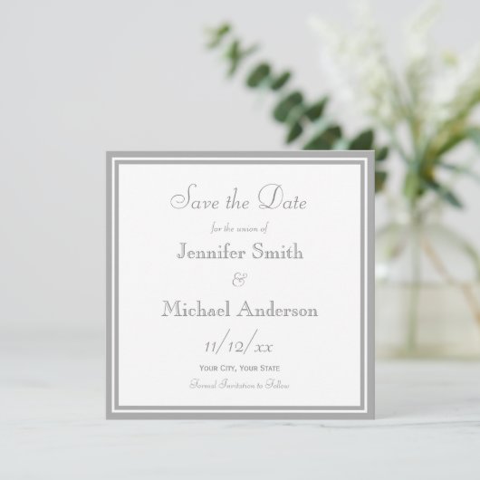 Bleek Grey Save the Date Wedding (Staand voorkant)
