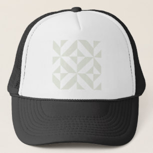 Bleek grijs geometrisch decoderpatroon trucker pet