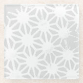 Bleek grijs geometrisch patroon glazen onderzetter (Voorkant)