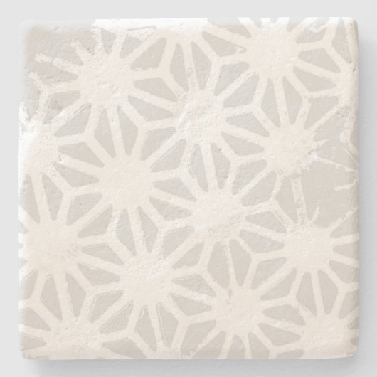 Bleek grijs geometrisch patroon stenen onderzetter (Voorkant)