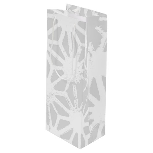 Bleek grijs geometrisch patroon wijn cadeautas (Voorkant Gekanteld)