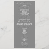 Bleek grijs huwelijksprogramma programmakaart (Achterkant)